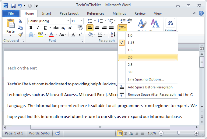 space lines in word for mac